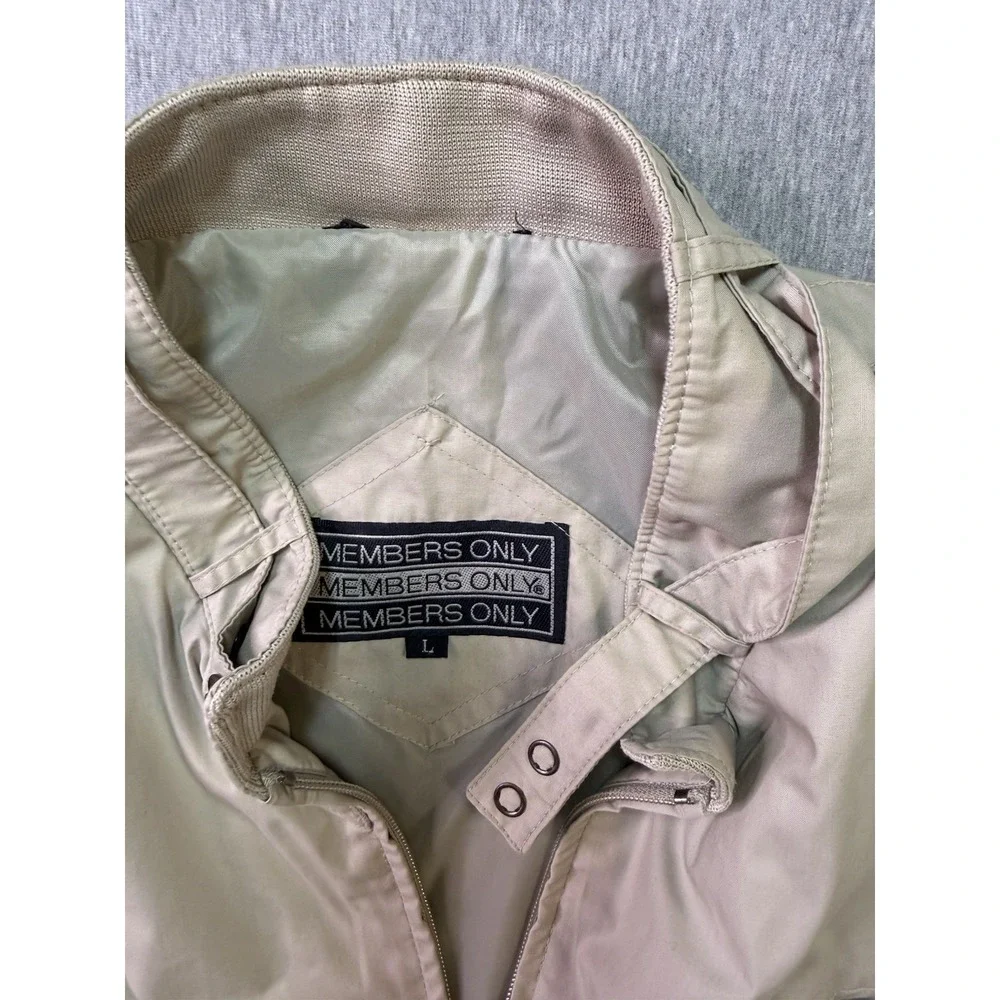 Members Only Men's Jacket Large Beige Full Zip Lightweight Bomber Windbreaker L